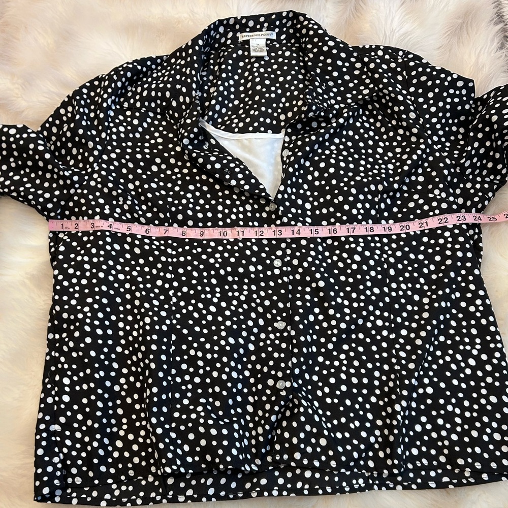 Reference Point Black Polka Dot Blouse - image 2